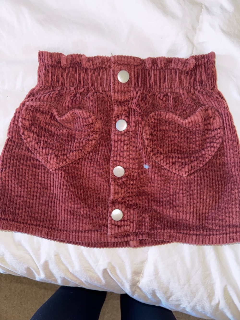Old Navy Rose Corduroy Button-Front Mini Skirt with Heart Pockets